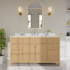 Custom image for Tanned Oak with Brushed Nickel Trim / White Quartz / No Mirror
