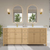 Custom image for Tanned Oak with Brushed Gold Trim / White Cultured Marble / No Mirror