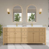 Custom image for Tanned Oak with Brushed Gold Trim / White Quartz / No Mirror