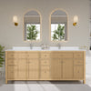 Custom image for Tanned Oak with Brushed Nickel Trim / White Quartz / No Mirror