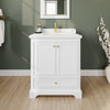 Custom image for White with Brushed Gold Trim / Carrara Cultured Marble, Rectangular Sink / Medicine Cabinet