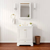 Custom image for White with Brushed Gold Trim / Carrara Cultured Marble, Rectangular Sink / Medicine Cabinet
