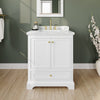 Custom image for White with Brushed Gold Trim / White Carrara Marble, Rectangular Sink / 24