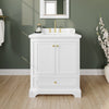 Custom image for White with Brushed Gold Trim / White Cultured Marble, Rectangular Sink / No Mirror