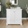 Custom image for White with Brushed Gold Trim / White Carrara Marble, Oval Sink / Medicine Cabinet