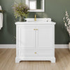 Custom image for White with Brushed Gold Trim / White Cultured Marble, Rectangular Sink / 24