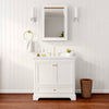 Custom image for White with Brushed Gold Trim / White Cultured Marble, Rectangular Sink / Medicine Cabinet