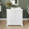 Custom image for White with Brushed Gold Trim / White Quartz, Rectangular Sink / No Mirror