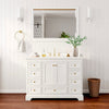 Custom image for White with Brushed Gold Trim / White Cultured Marble, Rectangular Sink / 46