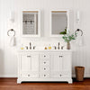 Custom image for White with Matte Black Trim / White Cultured Marble, Rectangular Sink / Medicine Cabinets