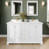 Custom image for White with Brushed Gold Trim / Carrara Cultured Marble, Rectangular Sink / Medicine Cabinets
