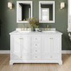 Custom image for White with Brushed Gold Trim / White Carrara Marble, Rectangular Sink / 58