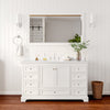 Custom image for White with Polished Chrome Trim / Carrara Cultured Marble, Rectangular Sink / 58