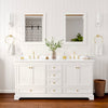Custom image for White with Brushed Gold Trim / Carrara Cultured Marble, Rectangular Sink / 24