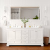 Custom image for White with Polished Chrome Trim / Carrara Cultured Marble, Rectangular Sink / 70