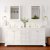 Custom image for White with Brushed Gold Trim / Carrara Cultured Marble, Rectangular Sink / Medicine Cabinets