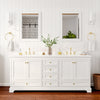Custom image for White with Brushed Gold Trim / White Cultured Marble, Rectangular Sink / 24