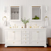 Custom image for White with Brushed Gold Trim / White Cultured Marble, Rectangular Sink / Medicine Cabinets