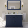 Custom image for Dark Blue with Brushed Gold Trim / White Carrara Marble / No Mirror