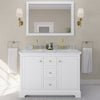 Custom image for White with Brushed Gold Trim / White Carrara Marble / No Mirror