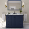 Custom image for Dark Blue with Matte Black Trim / White Carrara Marble / No Mirror