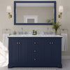 Custom image for Dark Blue with Polished Chrome Trim / White Carrara Marble / No Mirror