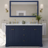 Custom image for Dark Blue with Brushed Gold Trim / White Carrara Marble / No Mirror