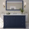 Custom image for Dark Blue with Polished Chrome Trim / White Carrara Marble / No Mirror