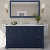 Custom image for Dark Blue with Brushed Gold Trim / White Carrara Marble / No Mirror