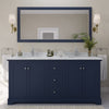 Custom image for Dark Blue with Polished Chrome Trim / White Carrara Marble / No Mirror