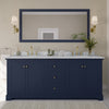 Custom image for Dark Blue with Brushed Gold Trim / White Carrara Marble / No Mirror