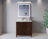 Custom image for Dark Walnut with Brushed Nickel Trim / White Carrara Marble / No Mirror