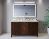 Custom image for Dark Walnut with Brushed Gold Trim / Carrara Cultured Marble / No Mirror