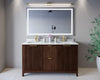 Custom image for Dark Walnut with Brushed Gold Trim / White Carrara Marble / No Mirror