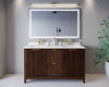 Custom image for Dark Walnut with Brushed Gold Trim / White Cultured Marble / No Mirror