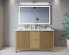 Custom image for Natural Oak with Brushed Gold Trim / White Carrara Marble / No Mirror