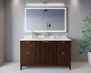 Custom image for Dark Walnut with Brushed Gold Trim / Carrara Cultured Marble / No Mirror