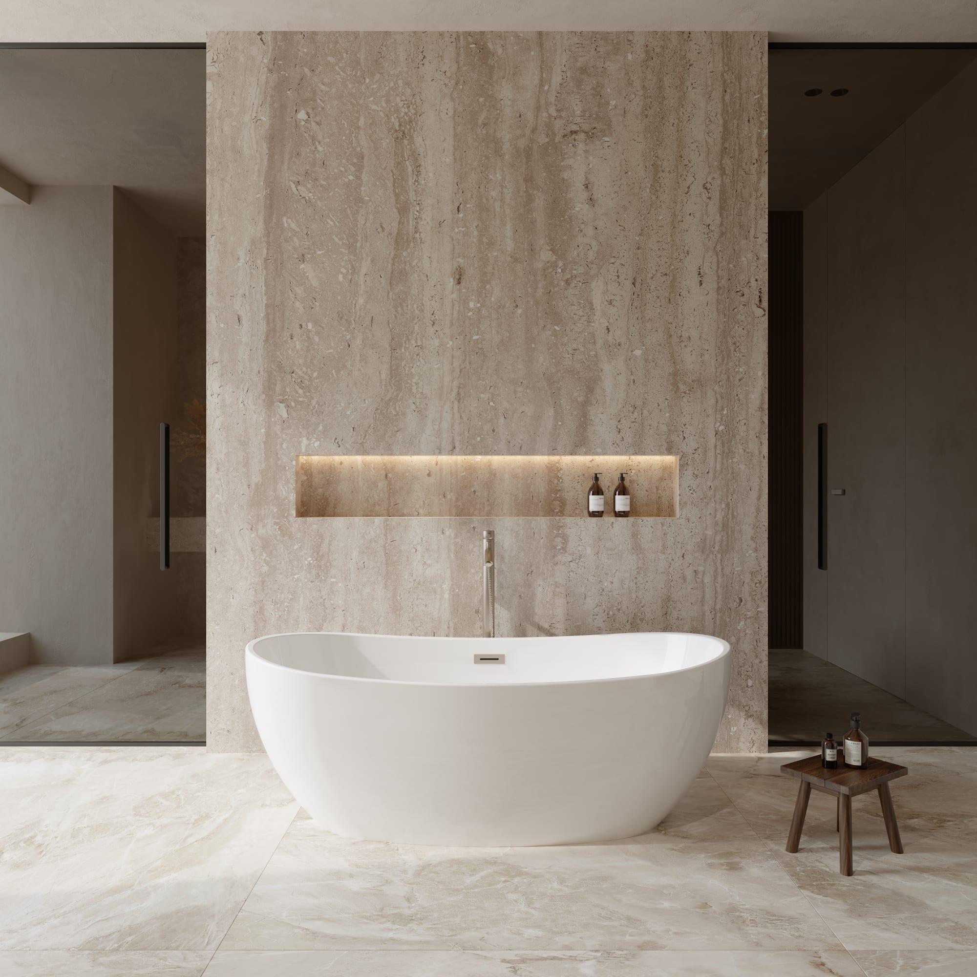 Rebecca Freestanding Acrylic Bathtub With Faucet 65 inch – Modern