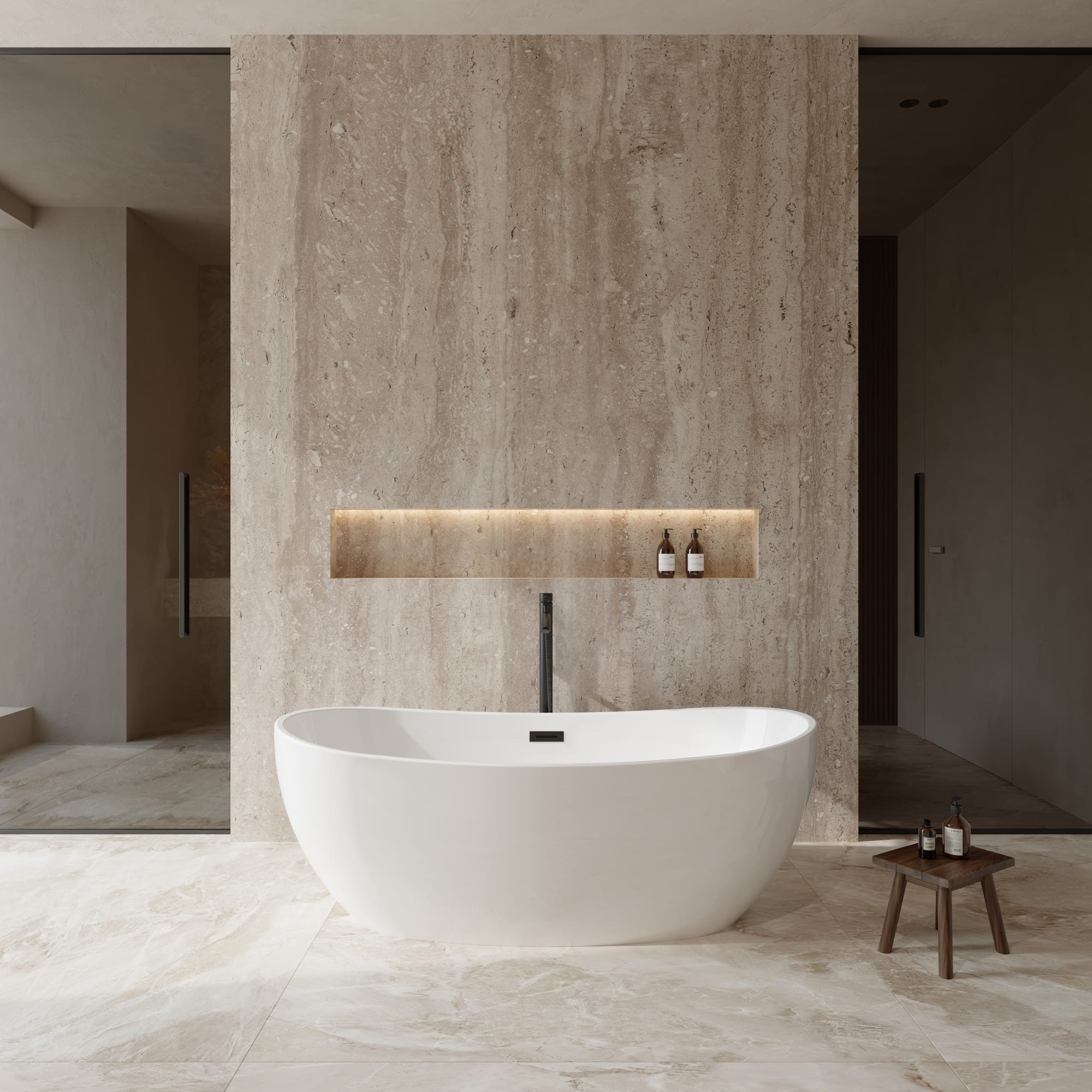 Rebecca Freestanding Acrylic Bathtub With Faucet 65 inch – Modern