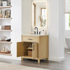 Custom image for Whitewashed Oak with Matte Black Trim / Carrara Cultured Marble / No Mirror