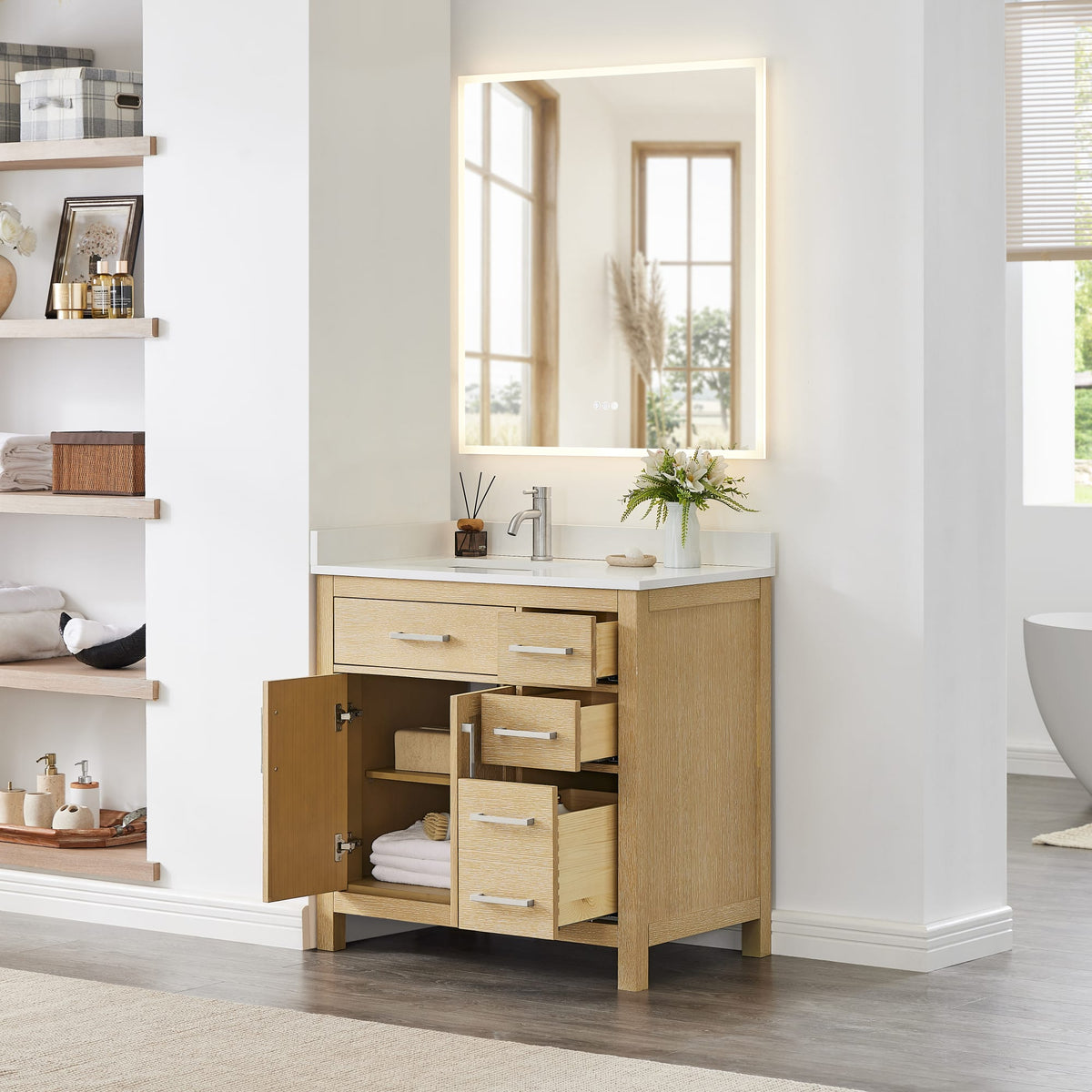 Beckett Bathroom Vanity with Countertop 36 inch Single Sink Single hol ...