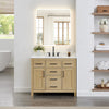 Custom image for Whitewashed Oak with Matte Black Trim / Carrara Cultured Marble / No Mirror