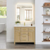 Custom image for Whitewashed Oak with Brushed Gold Trim / Carrara Cultured Marble / No Mirror