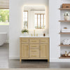Custom image for Whitewashed Oak with Brushed Gold Trim / Carrara Cultured Marble / No Mirror