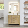 Custom image for Whitewashed Oak with Brushed Gold Trim / White Quartz / No Mirror