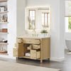 Custom image for Whitewashed Oak with Brushed Gold Trim / Carrara Cultured Marble / No Mirror