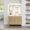 Custom image for Whitewashed Oak with Brushed Gold Trim / White Quartz / No Mirror
