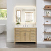 Custom image for Whitewashed Oak with Brushed Nickel Trim / White Quartz / No Mirror