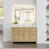 Custom image for Whitewashed Oak with Brushed Gold Trim / Carrara Cultured Marble / No Mirror