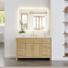 Custom image for Whitewashed Oak with Brushed Gold Trim / Carrara Cultured Marble / No Mirror
